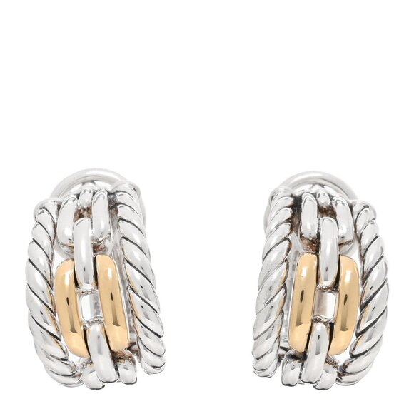 Retired David Wellesley Hoop Earrings - Omega Backs - 18K/925 - Picture 4 of 11